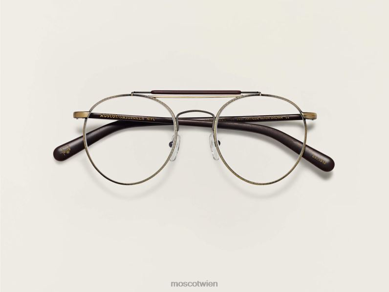 Moscot Antikgold/mattes Dunkelbraun Laser Brille 046HT277