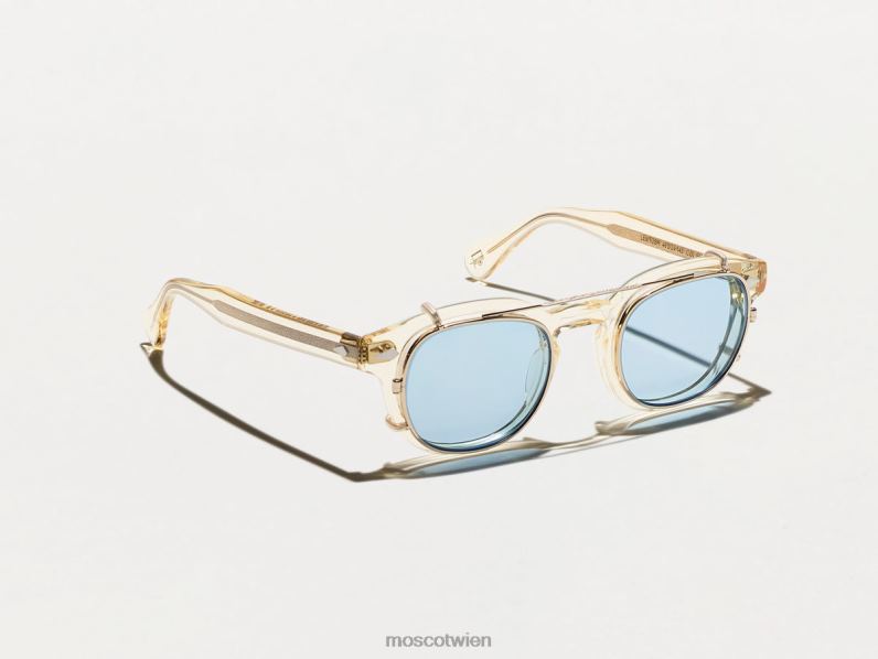 Moscot Bel Air Blau Cliptosh Gold mit maßgeschneiderten Farbtönen Gläser 046HT734