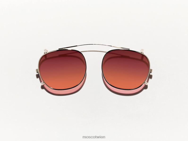 Moscot Cabernet Cliptosh Gold mit maßgeschneiderten Farbtönen Gläser 046HT744