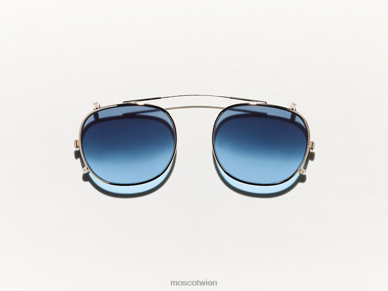 Moscot Denim Blue Cliptosh Gold mit maßgeschneiderten Farbtönen Gläser 046HT737