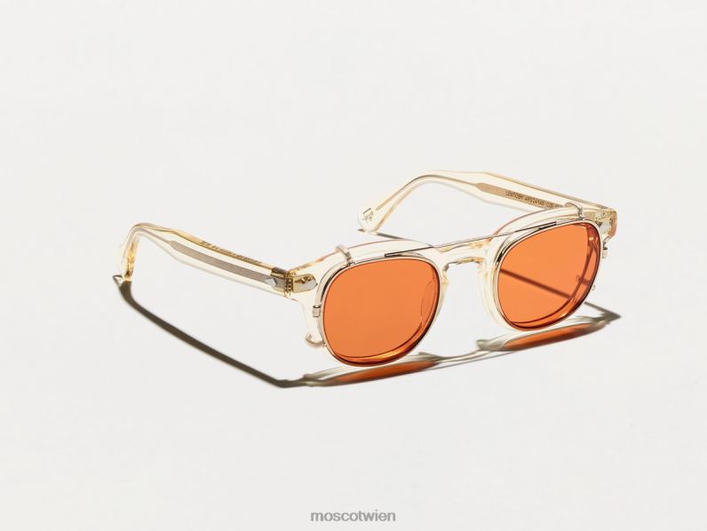 Moscot Woodstock-Orange Cliptosh Gold mit maßgeschneiderten Farbtönen Gläser 046HT753