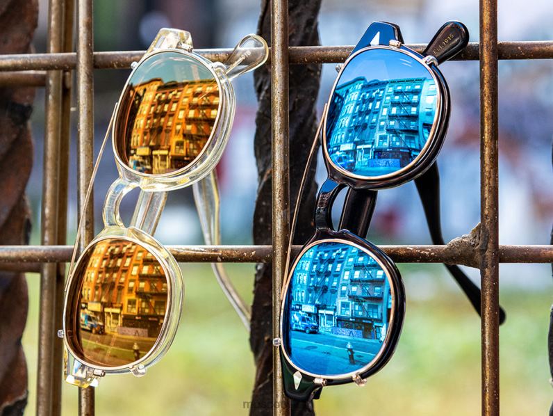 Moscot blauer Spiegel Cliptosh Gold mit Spiegel Gläser 046HT672