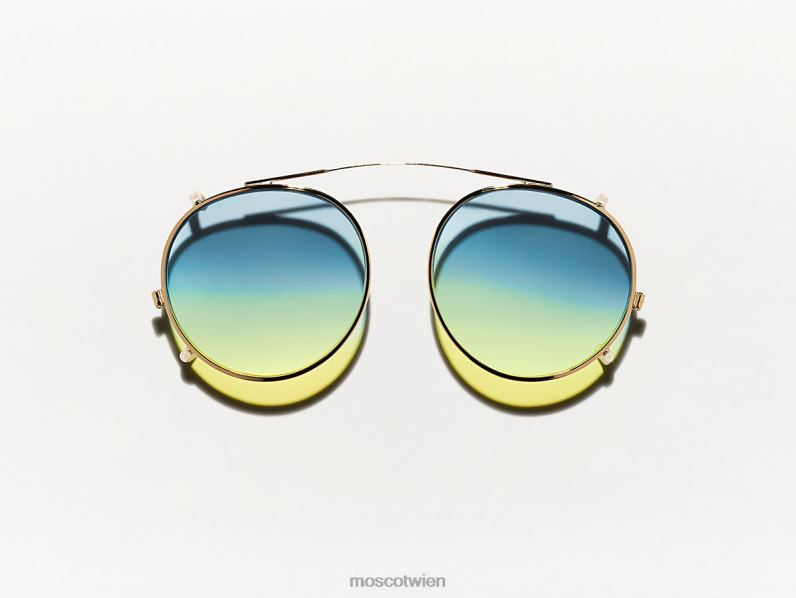 Moscot Aqua-Sonnenaufgang Clipzen Gold mit maßgeschneiderten Farbtönen Brille 046HT812