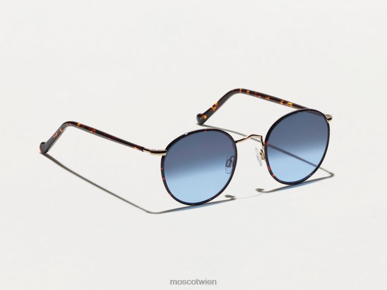 Moscot Denim Blue Zev-Schildkröte mit maßgeschneiderten Farbtönen Brille 046HT799