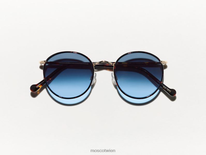 Moscot Denim Blue Zev-Schildkröte mit maßgeschneiderten Farbtönen Brille 046HT799